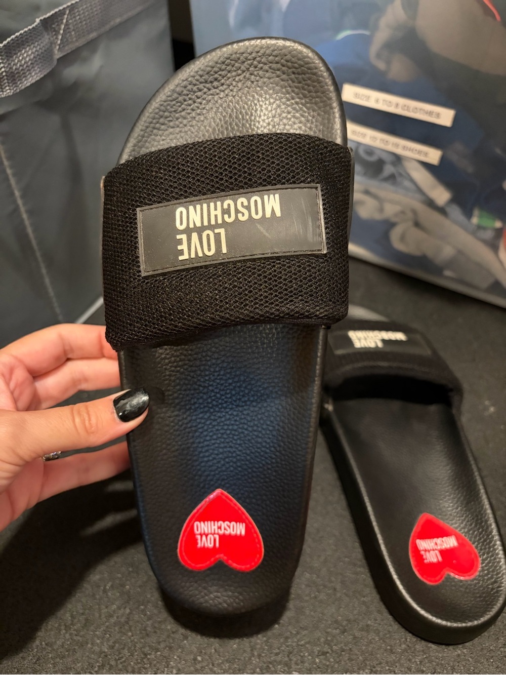 Love Moschino Black Logo Slide Sandals